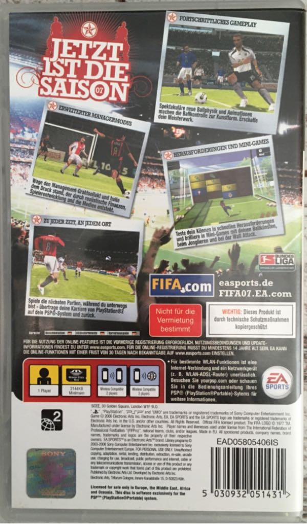 Fifa 07 - Sony PlayStation Portable (PSP) video game collectible [Barcode 5030932056757] - Main Image 2