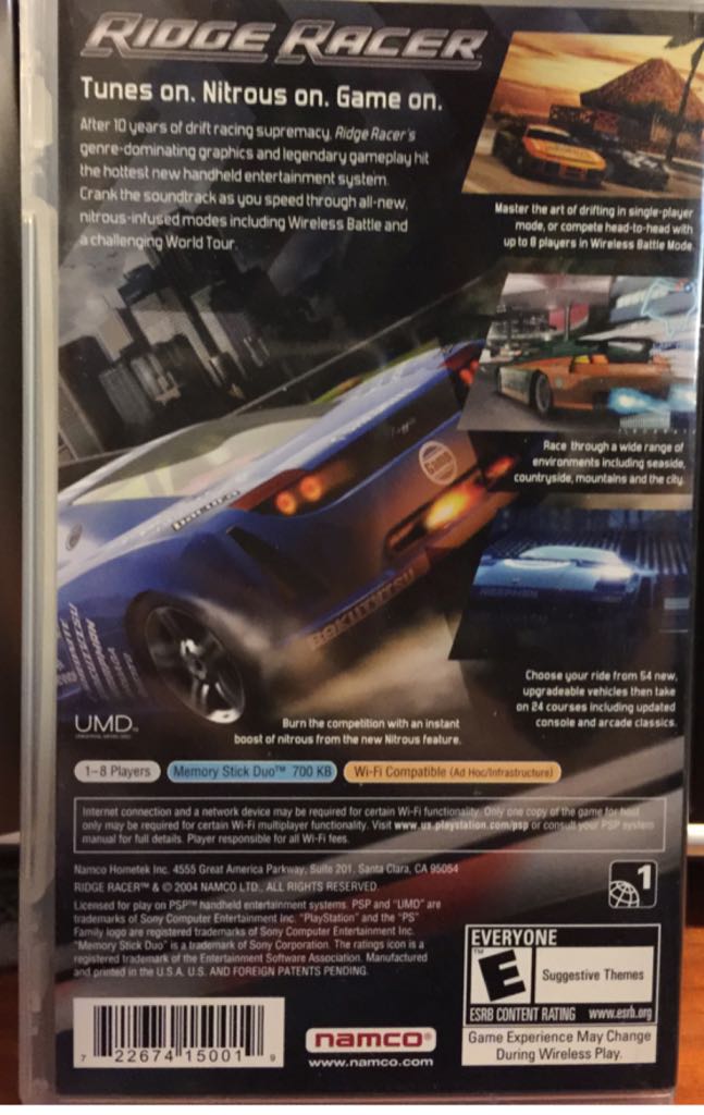 Ridge Racer - Sony PlayStation Portable (PSP) (Namco Hometek Inc. - 8) video game collectible [Barcode 722674150019] - Main Image 2