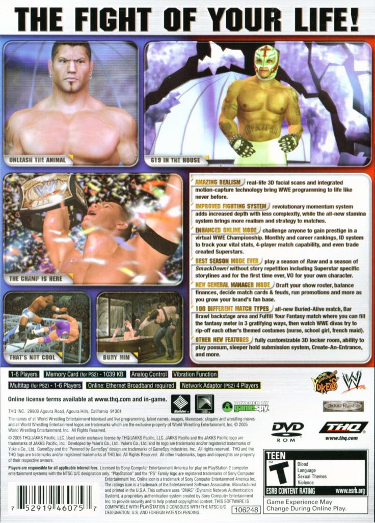 WWE Smackdown Vs Raw 2006 - Sony PlayStation 2 (PS2) (THQ - 4 Players Players Players Players Players) video game collectible [Barcode 4005209071802] - Main Image 2