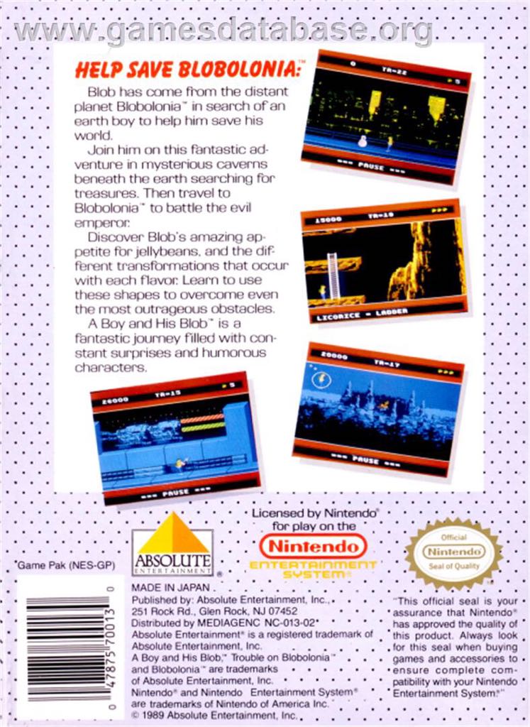 A Boy And His Blob - Nintendo Entertainment System (NES) (Absolute - 1) video game collectible [Barcode 072140119591] - Main Image 2
