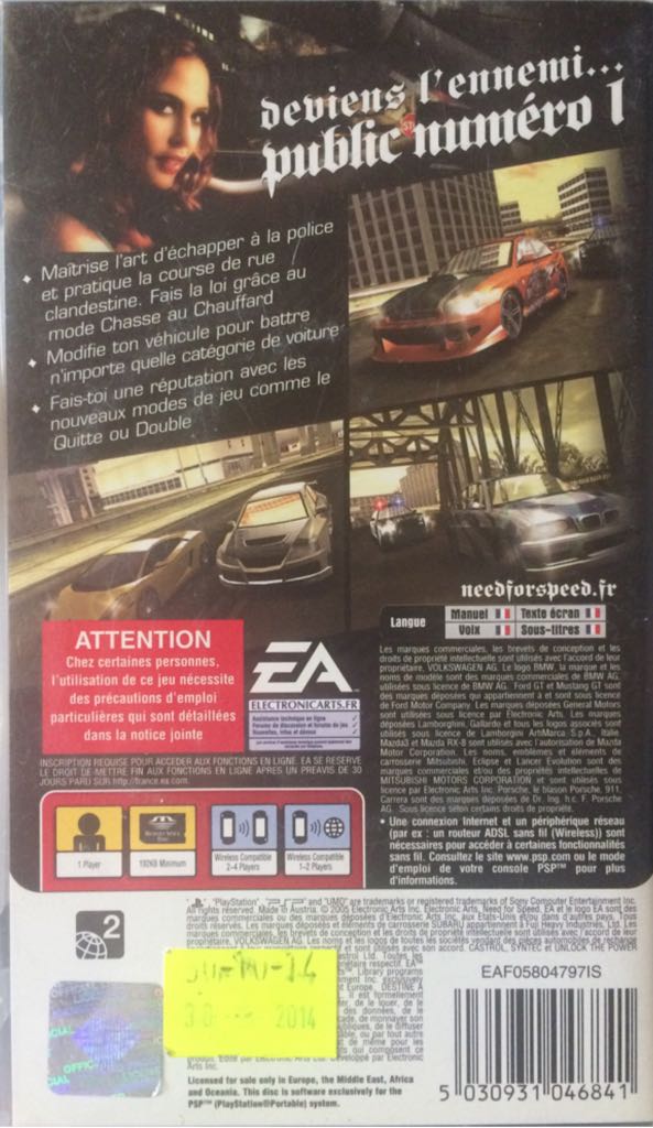 Need For Speed Most Wanted 5-1-0 - Sony PlayStation Portable (PSP) ((EA) Electronic Arts) video game collectible - Main Image 2