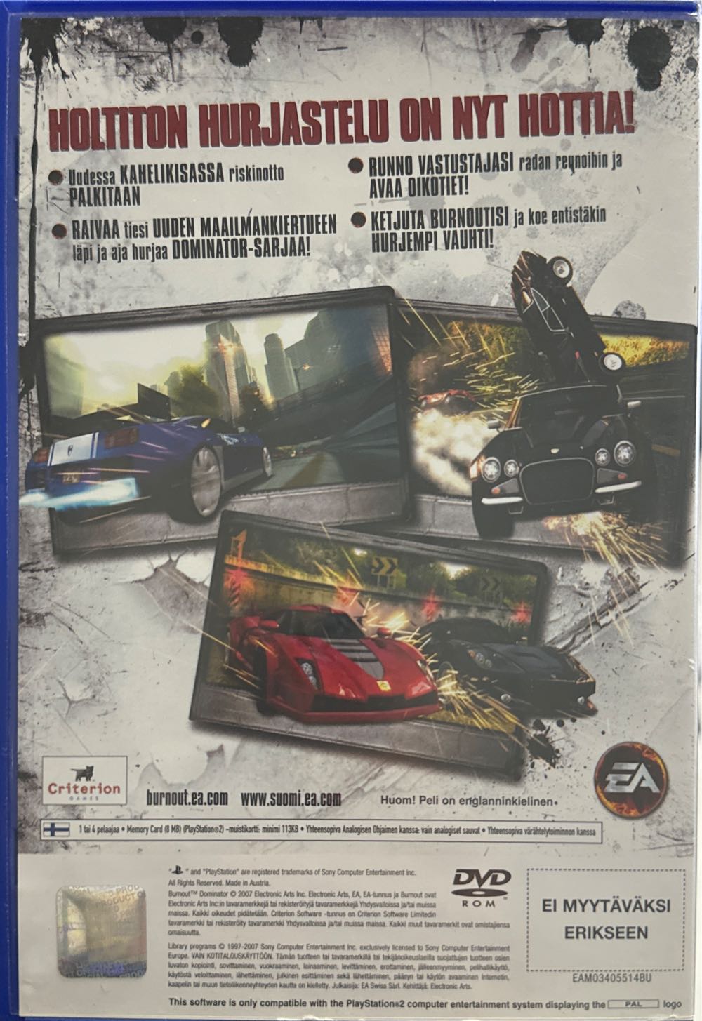 Burnout 1: Dominator - Sony PlayStation 2 (PS2) video game collectible [Barcode 5030939055098] - Main Image 2