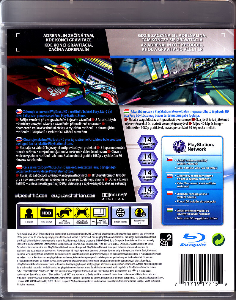 Wipeout HD Fury - Sony PlayStation 3 (PS3) (Studio Liverpool) video game collectible [Barcode 711719177159] - Main Image 2