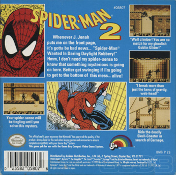 Spiderman 2 - Nintendo Game Boy video game collectible - Main Image 2