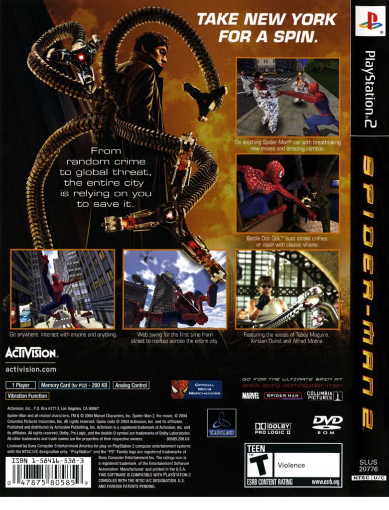 Spiderman 2 - Sony PlayStation 2 (PS2) (Activision) video game collectible - Main Image 2