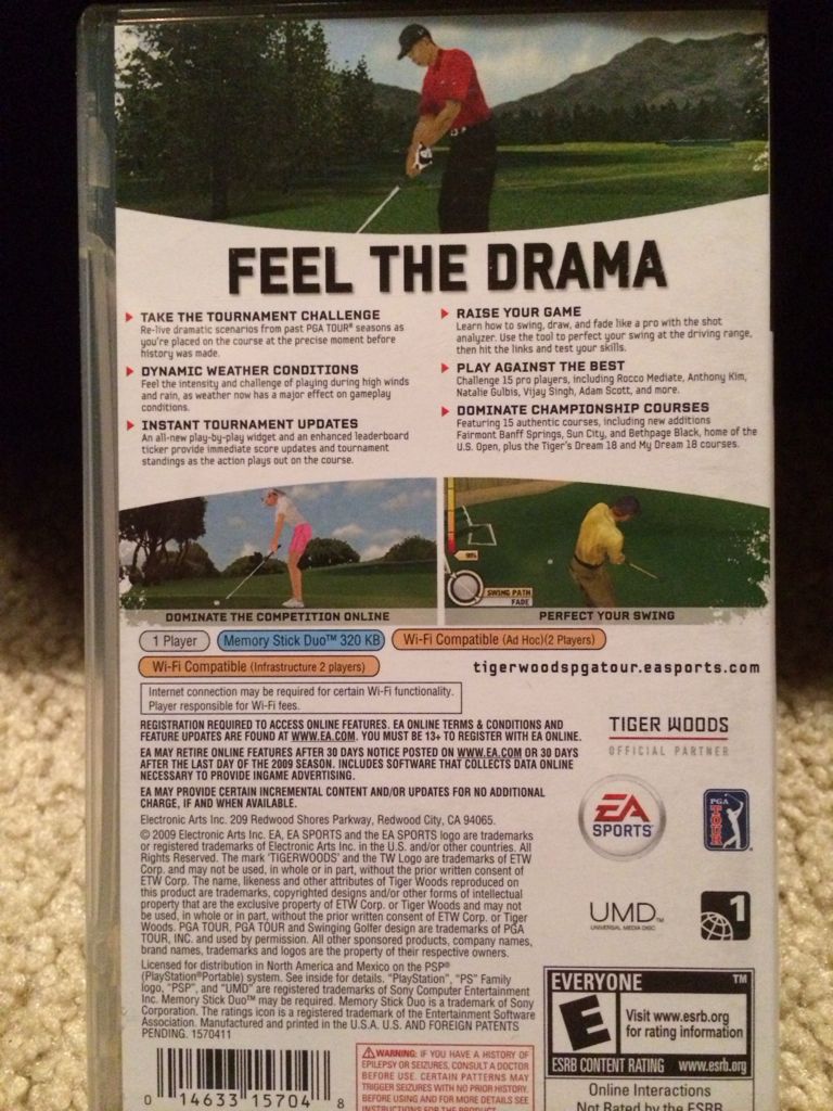 Tiger Woods PGA Tour 10 - Sony PlayStation Portable (PSP) video game collectible [Barcode 014633157048] - Main Image 2