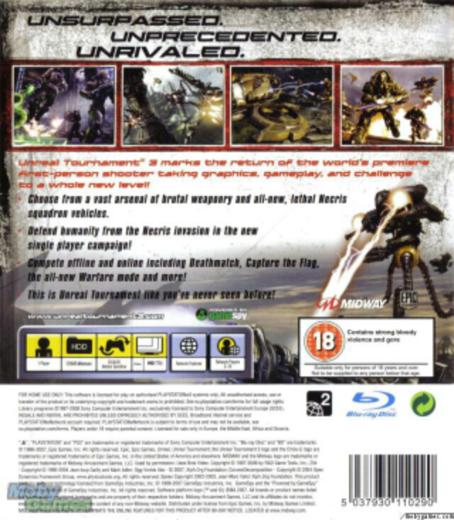 Unreal Tournament III - Sony PlayStation 3 (PS3) (Midway) video game collectible [Barcode 5037930110504] - Main Image 2