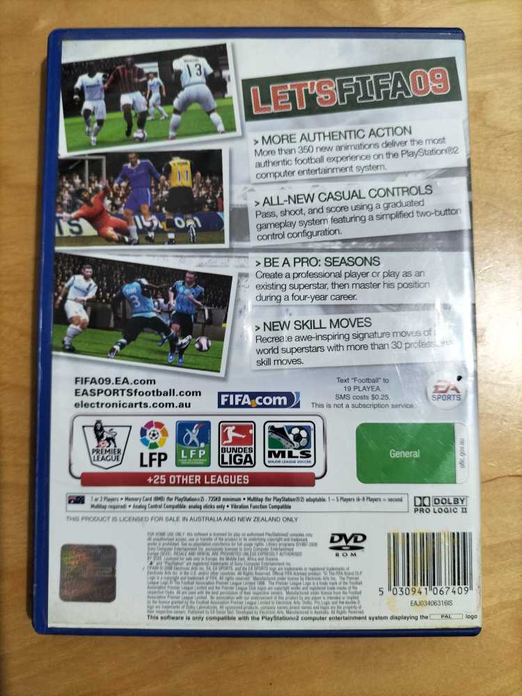 FIFA 09 - Sony PlayStation 2 (PS2) (EA Games) video game collectible [Barcode 5030941067409] - Main Image 2