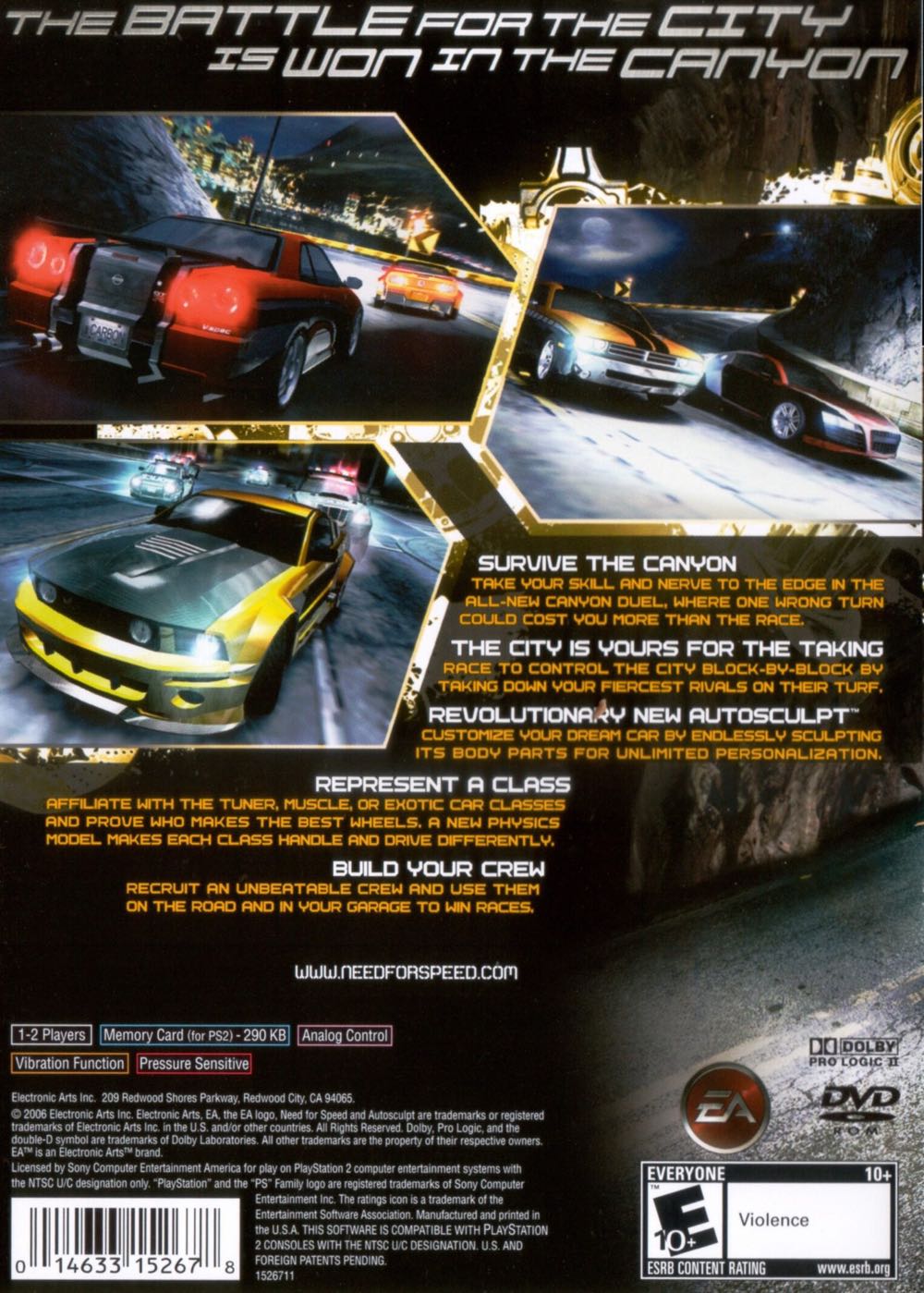 Need for Speed: Carbon - Sony PlayStation 2 (PS2) (EA Games / Electronic Arts - 1) video game collectible [Barcode 5035223052333] - Main Image 2