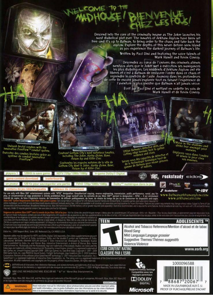 Batman: Arkham Asylum - Microsoft Xbox 360 (Rocksteady - 1) video game collectible [Barcode 028100002021] - Main Image 2