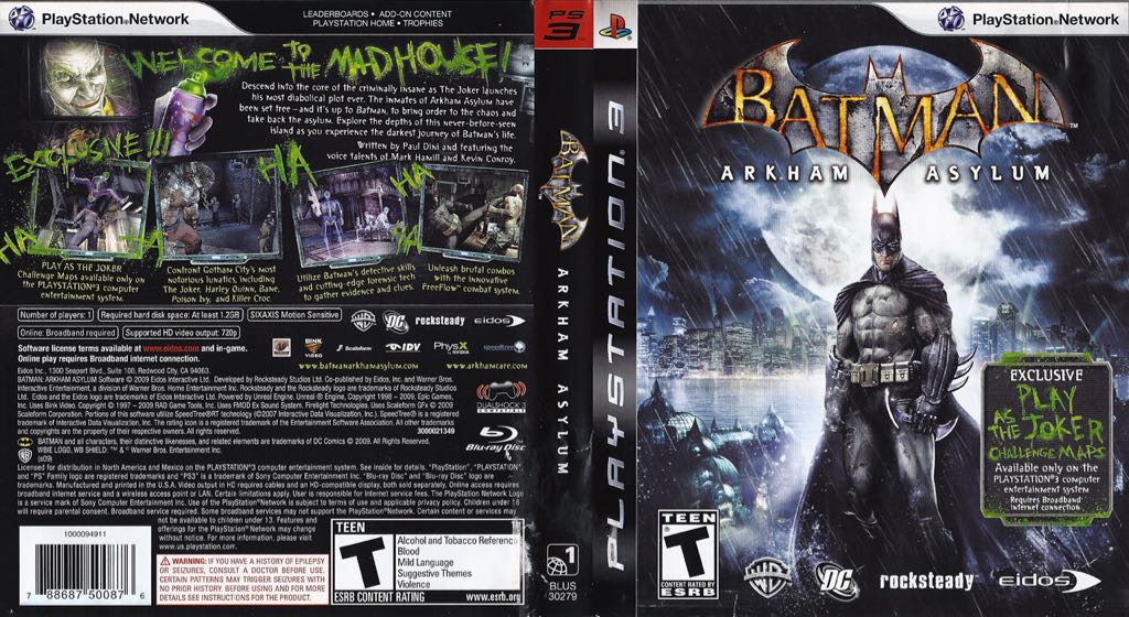 Batman: Arkham Asylum - Sony PlayStation 3 (PS3) (Eidos Interactive - 1) video game collectible [Barcode 5021290038936] - Main Image 2