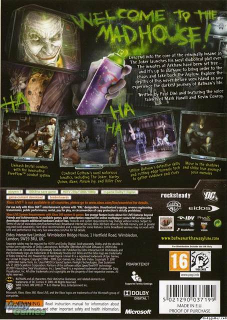 Batman: Arkham Asylum: Classics - Microsoft Xbox 360 (Eidos Interactive - 1) video game collectible [Barcode 5021290039766] - Main Image 2
