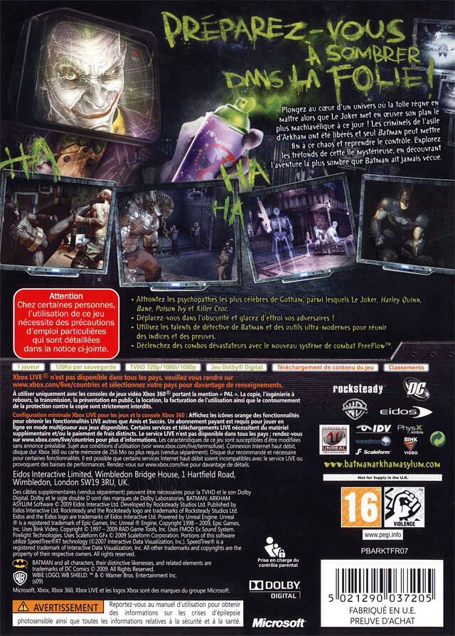 Batman: Arkham Asylum - Microsoft Xbox 360 (Warner Bros. Interactive Entertainment - 1) video game collectible [Barcode 5021290039780] - Main Image 2