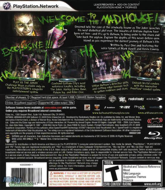 Batman: Arkham Asylum - Sony PlayStation 3 (PS3) (Eidos Interactive - 1) video game collectible [Barcode 5021290043282] - Main Image 2