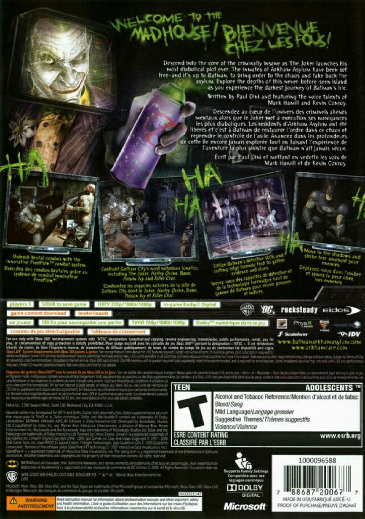 Batman: Arkham Asylum - Microsoft Xbox 360 (Eidos Interactive - 1) video game collectible [Barcode 788687200820] - Main Image 2