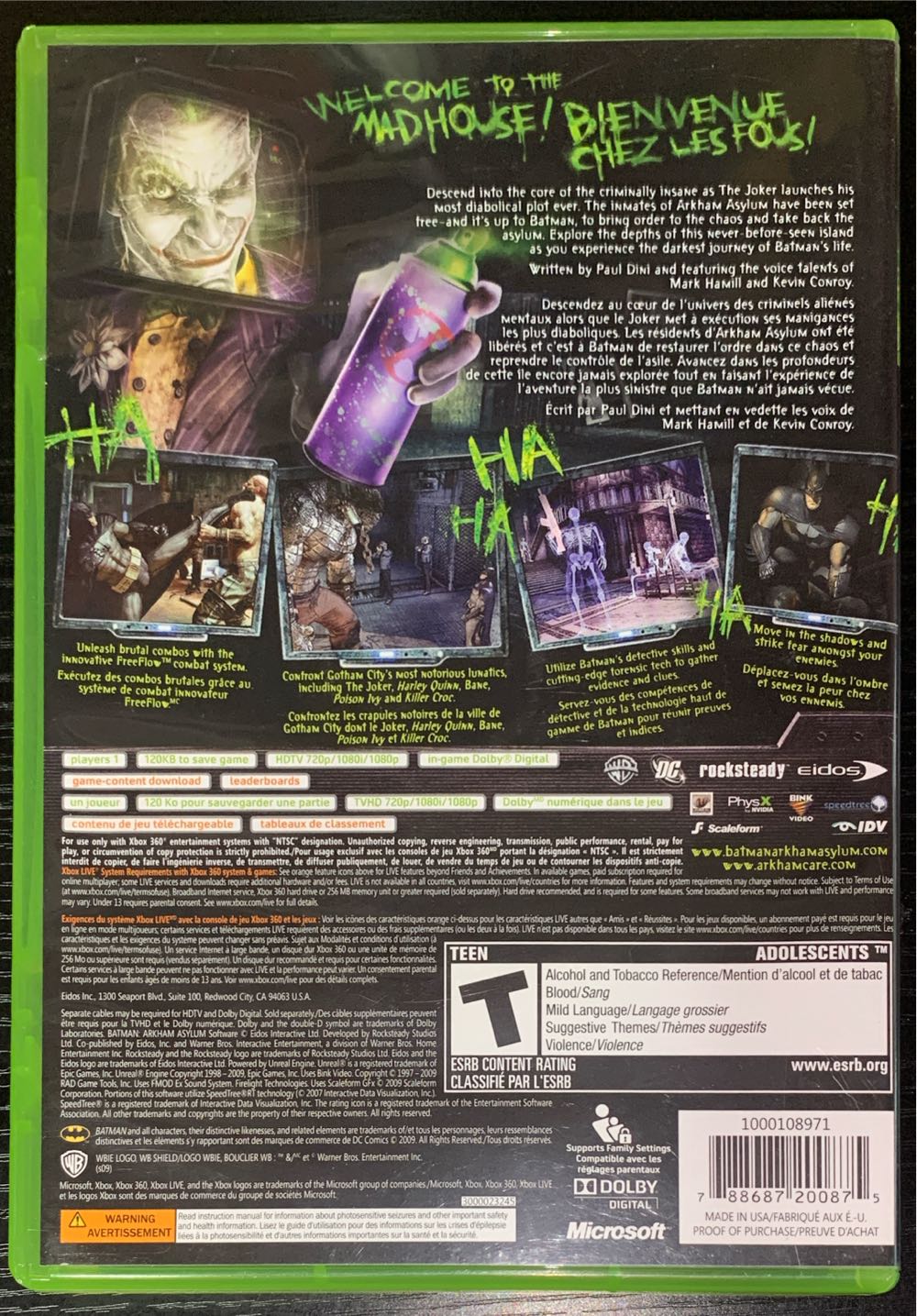 Batman: Arkham Asylum (Walmart) - Microsoft Xbox 360 (Eidos Interactive - 1) video game collectible [Barcode 788687200875] - Main Image 2