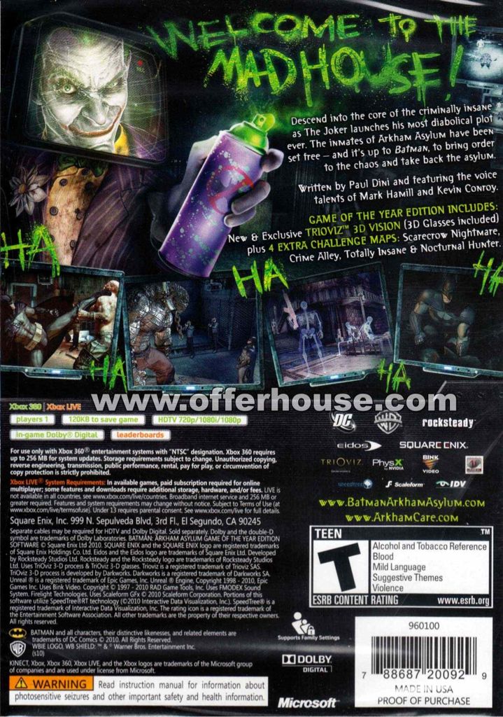 Batman: Arkham Asylum - Microsoft Xbox 360 (Warner Bros Interactive Entertainment - 1) video game collectible - Main Image 2