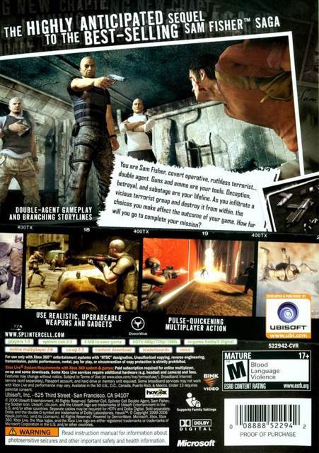 Splinter Cell Double Agent - Microsoft Xbox 360 (Ubisoft - 1) video game collectible [Barcode 3307210229151] - Main Image 2
