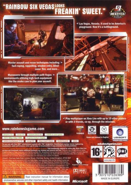 Raimbow Six Vegas - Microsoft Xbox 360 (Ubisoft - 2) video game collectible [Barcode 3307210226464] - Main Image 2
