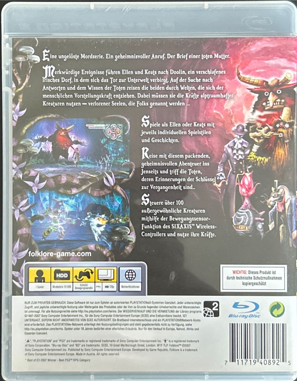 Folklore - Sony PlayStation 3 (PS3) (Sony Comptuter Entertainment - 1) video game collectible [Barcode 711719408925] - Main Image 2