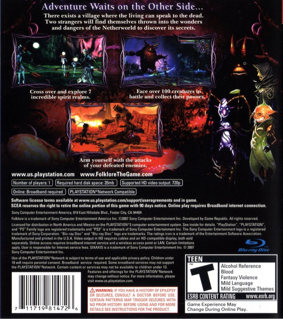 Folklore - Sony PlayStation 3 (PS3) (Zz PS3 - 1) video game collectible [Barcode 711719409120] - Main Image 2