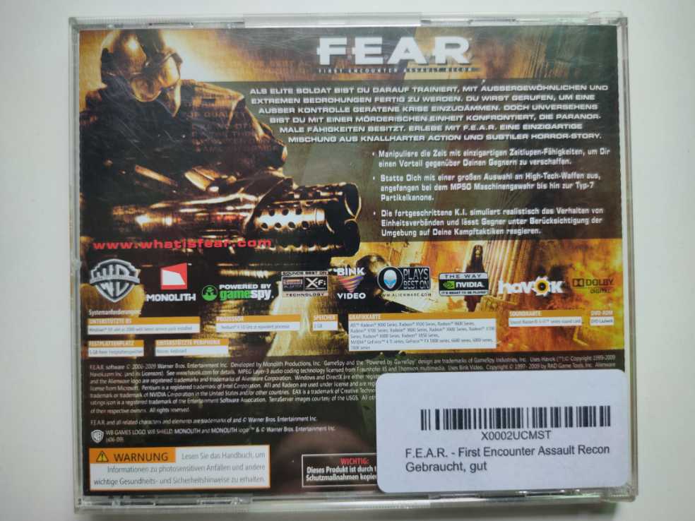 FEAR First Encounter Assault Recon - PC video game collectible [Barcode 4012160346061] - Main Image 2