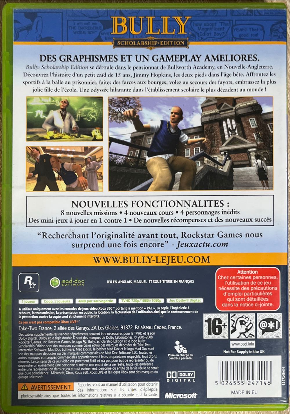 Bully : Scholarship Edition - Microsoft Xbox 360 (Rockstar - 1-2) video game collectible [Barcode 5026555247146] - Main Image 2