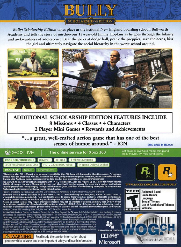 Bully: Scholar Edition - Microsoft Xbox 360 (Rockstar Games - 1) video game collectible [Barcode 710425498985] - Main Image 2