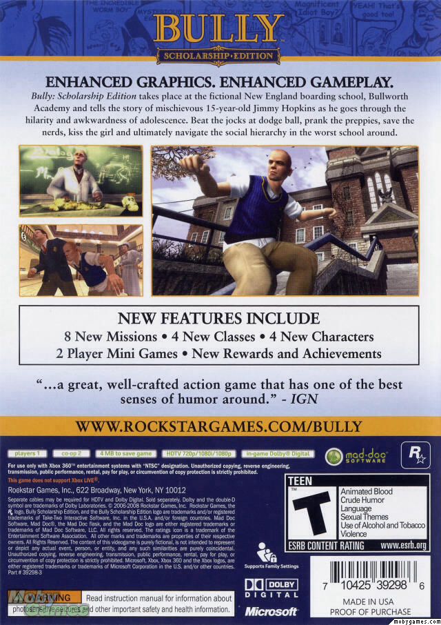 Bully: Scholarship Edition - Sony PlayStation 2 (PS2) (Rockstar Game - 1) video game collectible - Main Image 2