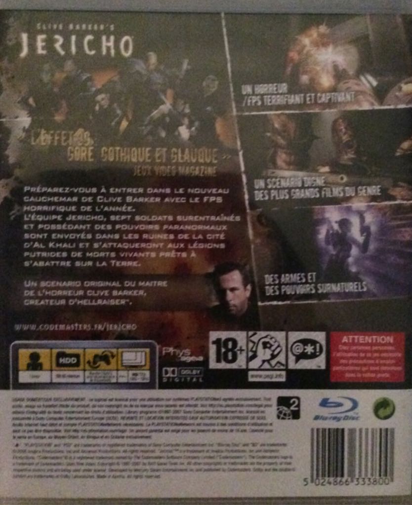 Clive Barker’s Jericho - Sony PlayStation 3 (PS3) (Codemasters - 1) video game collectible [Barcode 5024866333800] - Main Image 2