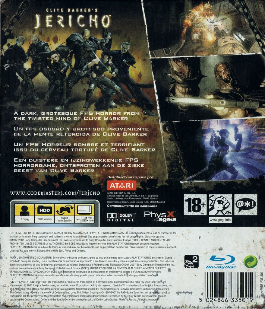 Jericho: Clive Barkers - Sony PlayStation 3 (PS3) (Codemasters - 1) video game collectible [Barcode 5024866333831] - Main Image 2