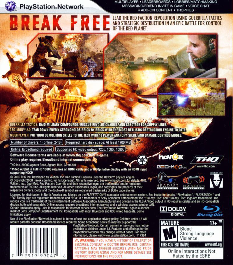 Red Faction Guerrilla - Sony PlayStation 3 (PS3) video game collectible [Barcode 4005209112857] - Main Image 2