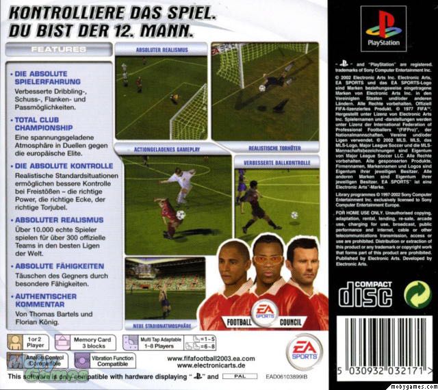 FIFA Football 2003 - Sony PlayStation (Electronic Arts - 8) video game collectible [Barcode 5030930032173] - Main Image 2