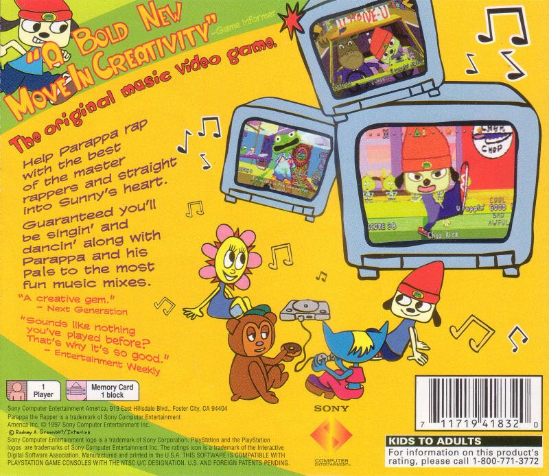 Parappa The Rapper - Sony PlayStation (Sony Computer Entertainment - 1) video game collectible [Barcode 0711719418320] - Main Image 2