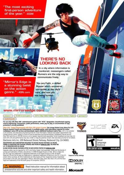 Mirrors Edge - Microsoft Xbox 360 ((EA) Electronic Arts - 1) video game collectible [Barcode 5030939064656] - Main Image 2
