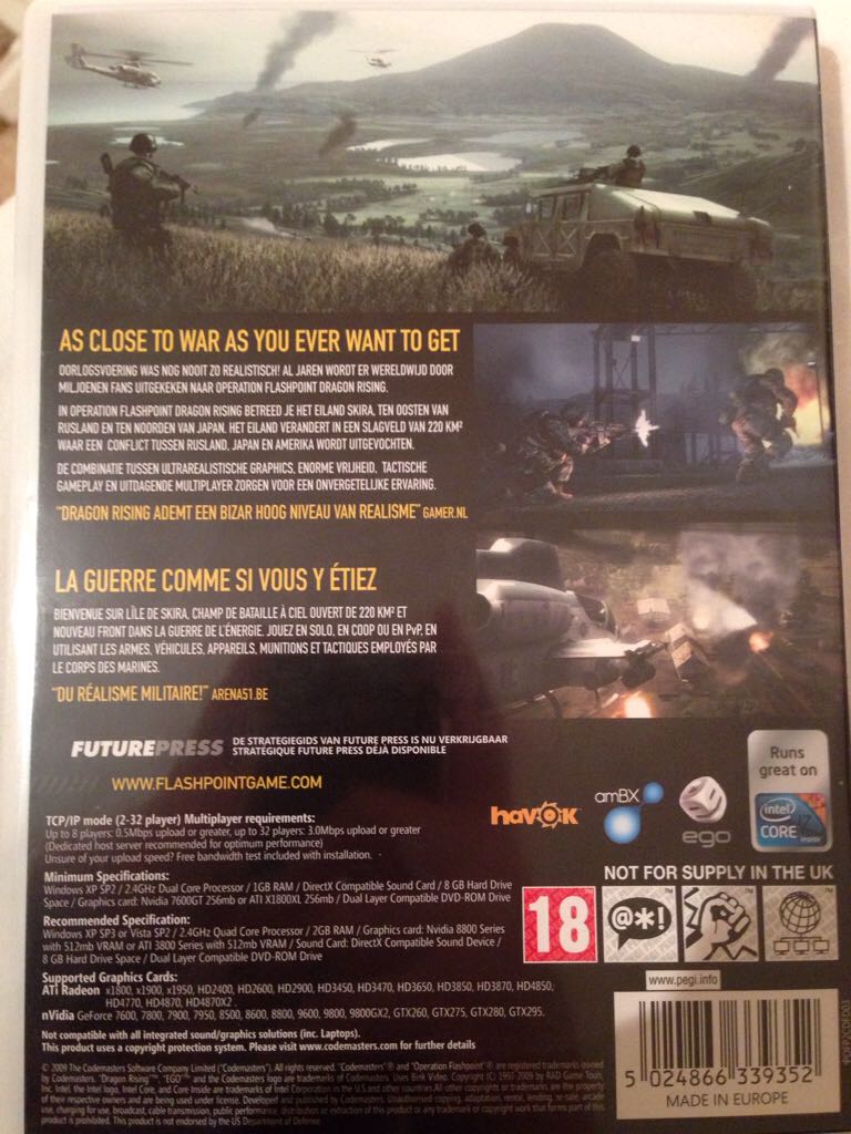 Operation Flashpoint Dragon Rising - PC (Code Masters) video game collectible [Barcode 5024866339352] - Main Image 2