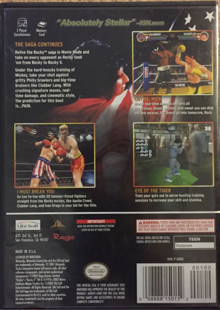 Rocky - Nintendo GameCube (Ubisoft - 2) video game collectible [Barcode 008888150152] - Main Image 2