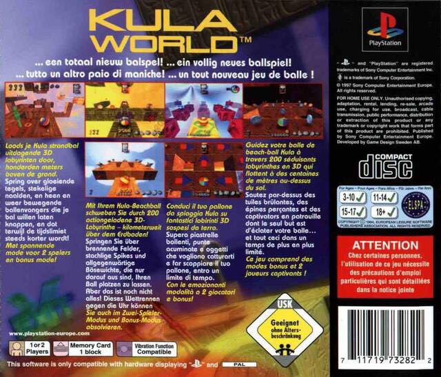 Kula World (1998) - Sony PlayStation (1) video game collectible [Barcode 068100002447] - Main Image 2