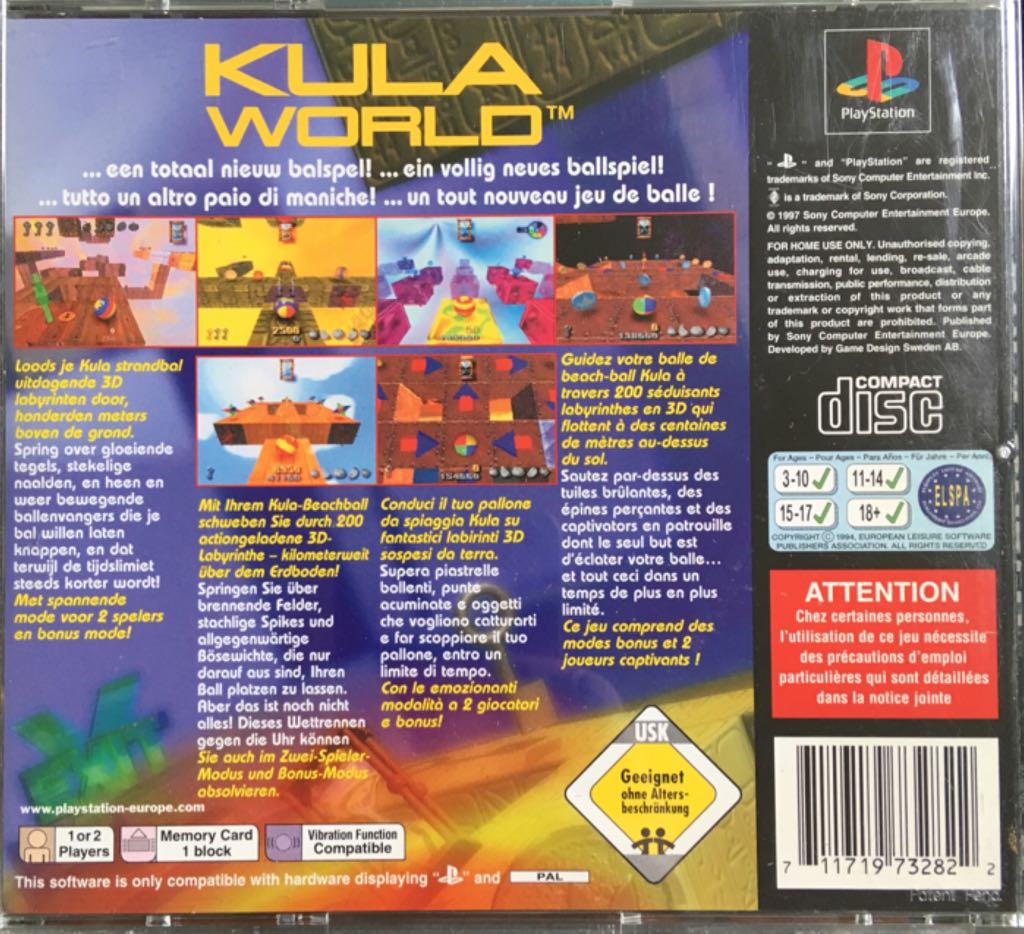 Kula World - Sony PlayStation (Psygnosis - 1) video game collectible [Barcode 711719732525] - Main Image 2
