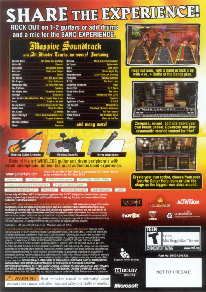 Guitar Hero World Tour - Microsoft Xbox 360 (Activision Blizzard - 1-4) video game collectible - Main Image 2
