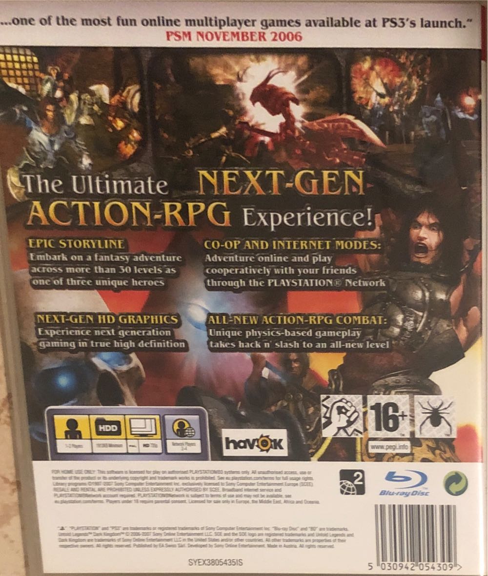 Untold Legends Dark Kingdom - Sony PlayStation 3 (PS3) (SOE) video game collectible [Barcode 5030942054309] - Main Image 2