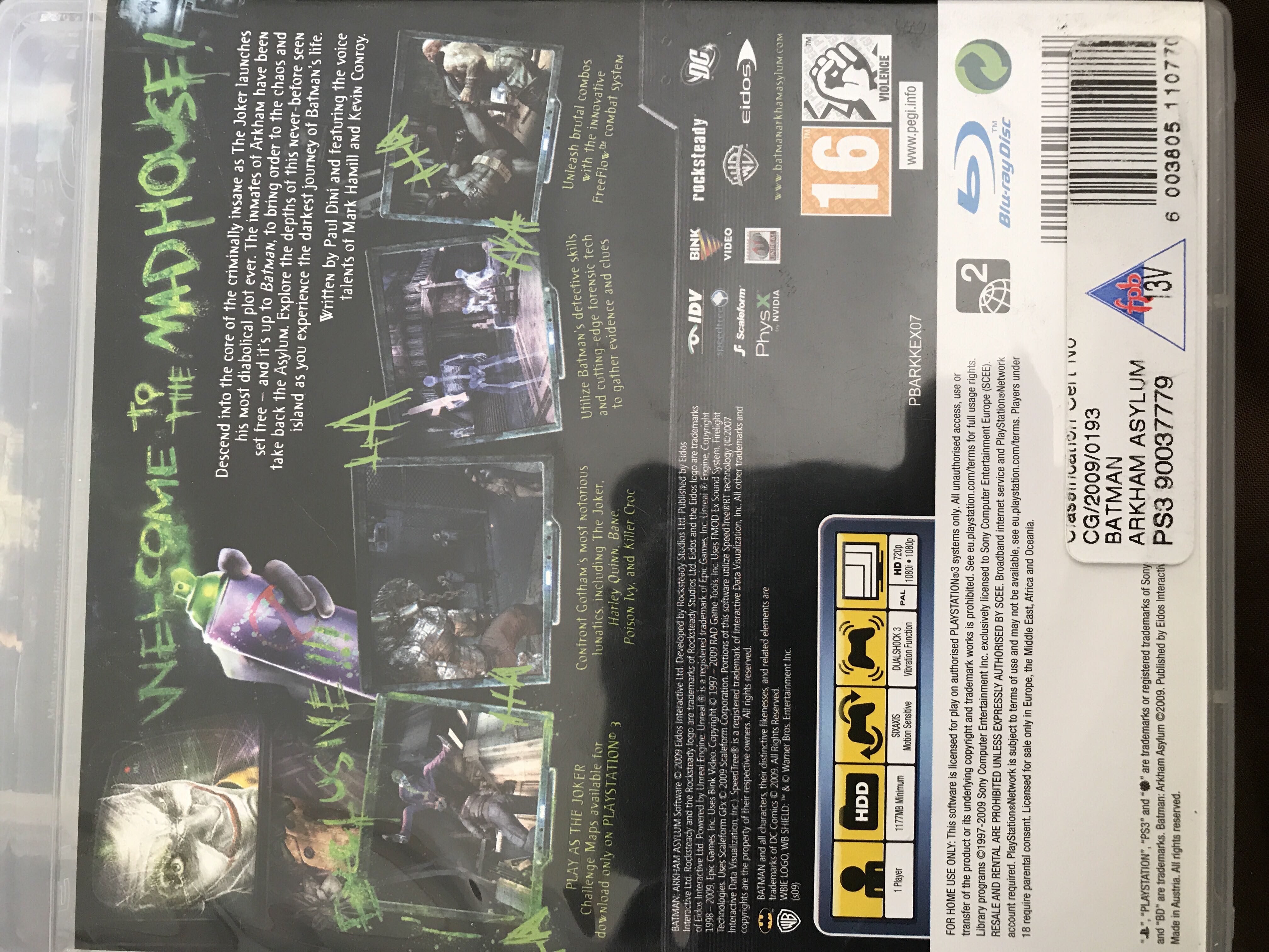 Batman Arkham Asylum - Sony PlayStation 3 (PS3) (Rocksteady Studios - 1) video game collectible [Barcode 00788687501064] - Main Image 2
