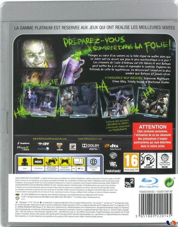 Batman Arkham 1 - Asylum - Sony PlayStation 3 (PS3) (Eidos Interactive - 1) video game collectible [Barcode 5021290037250] - Main Image 2