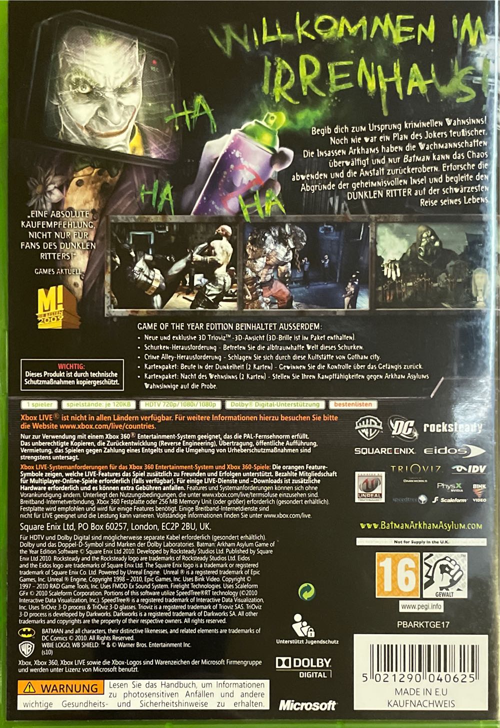 Batman Arkham Asylum - Microsoft Xbox 360 (Eidos Interactive - 1) video game collectible [Barcode 5021290040625] - Main Image 2