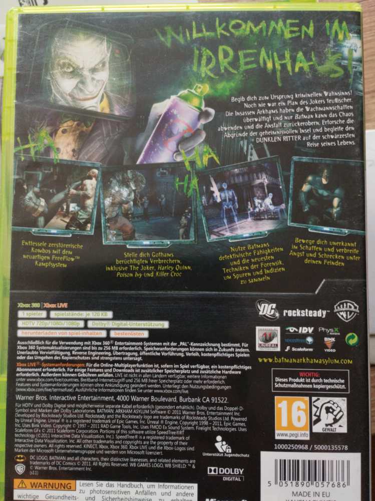 Batman Arkham Asylum - Microsoft Xbox 360 (Wbgames - 1) video game collectible [Barcode 5051890057686] - Main Image 2