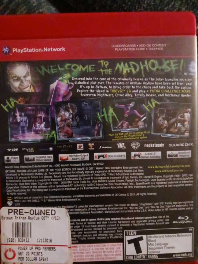 Batman: Arkham Asylum (Game Of The Year Edition) - Sony PlayStation 3 (PS3) (Warner Bros. Interactive Entertainment - Single-Player) video game collectible [Barcode 788687501088] - Main Image 4