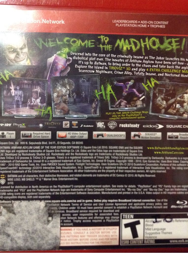 Batman Arkham Asylum - Sony PlayStation 4 (PS4) (DC) video game collectible - Main Image 2