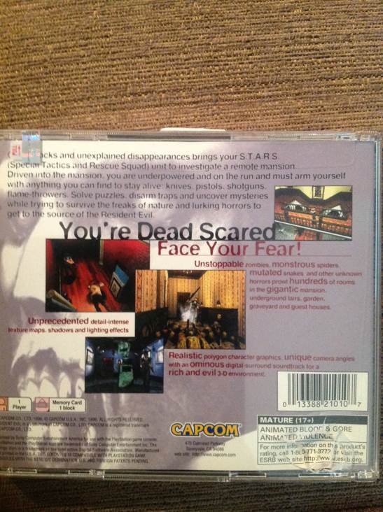 Resident Evil - Sony PlayStation (Capcom - 1) video game collectible [Barcode 013328810107] - Main Image 2