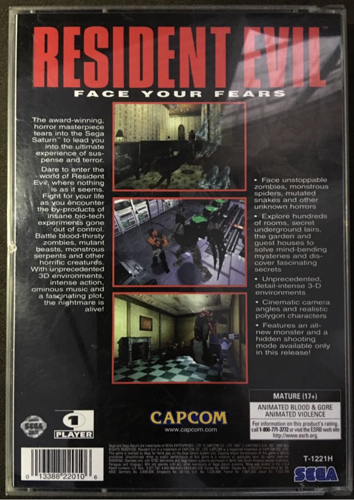 Resident Evil - Sega Saturn (Capcom - 1) video game collectible [Barcode 013388220106] - Main Image 2
