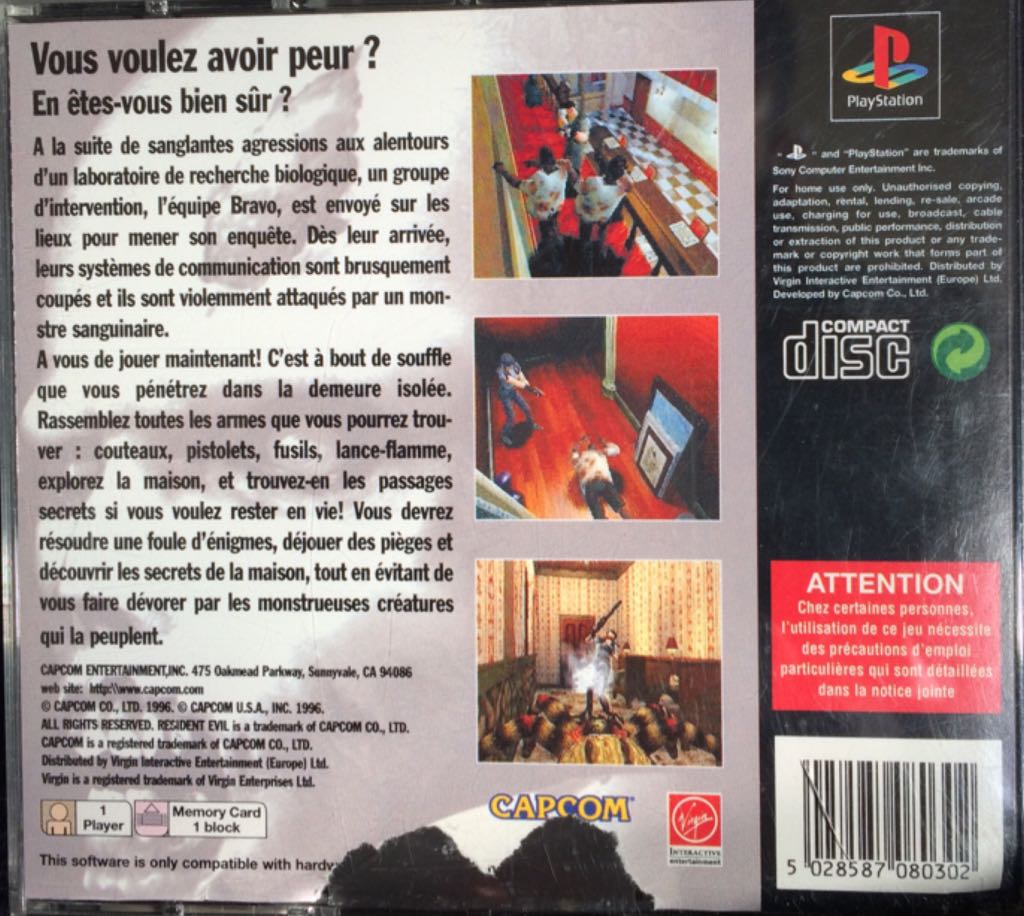 Resident Evil - Sony PlayStation (Capcom - 1) video game collectible [Barcode 5028587080302] - Main Image 2